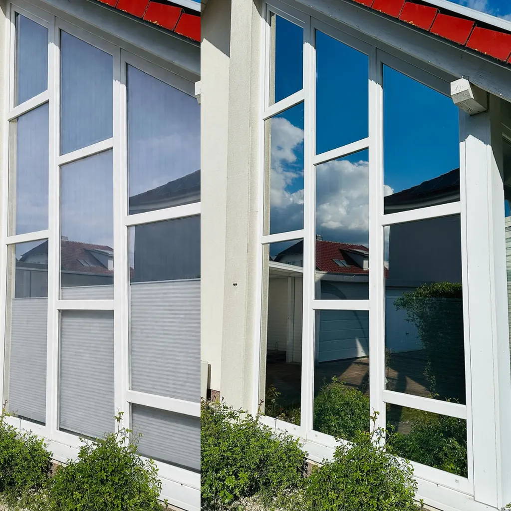 Wohnhaus Fenster mit Sonnenschutzfolie – vorher/nachher