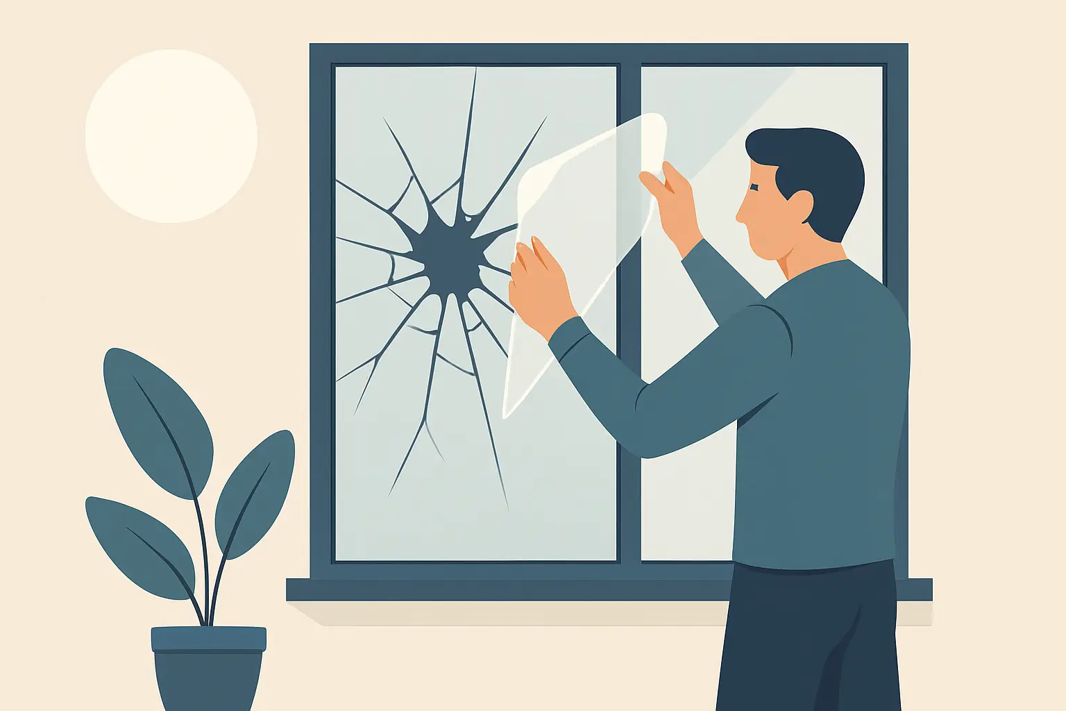 Splitterschutzfolie am Fenster bei Glasbruch