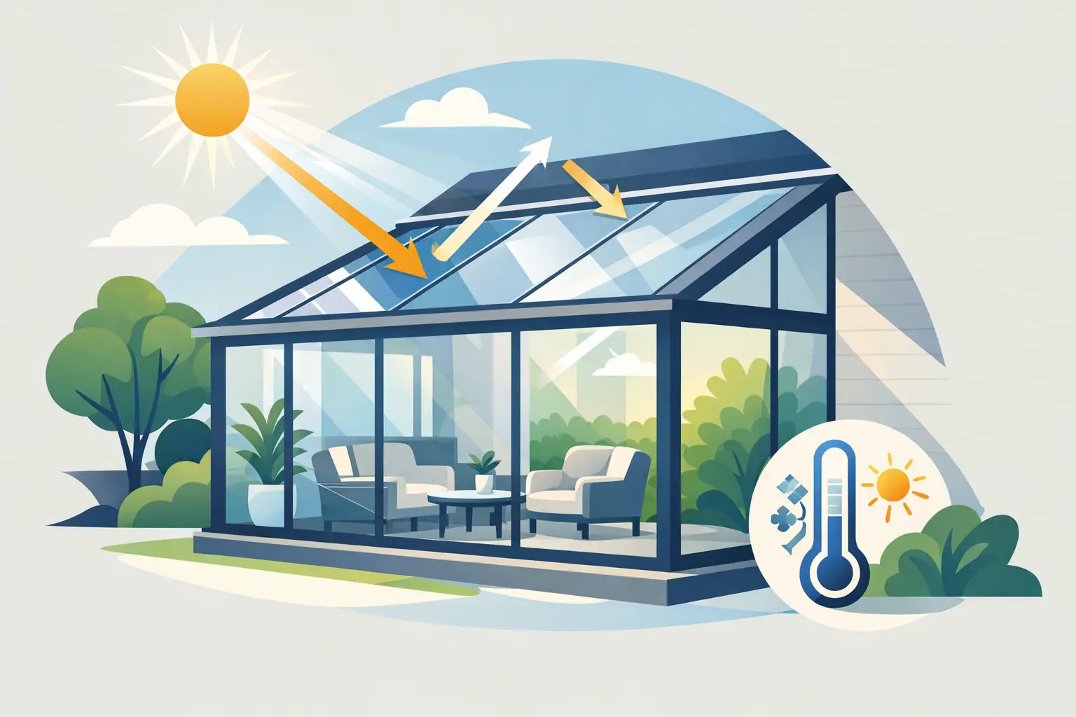 Mehr über den Artikel erfahren Blendschutzfolie für den Wintergarten