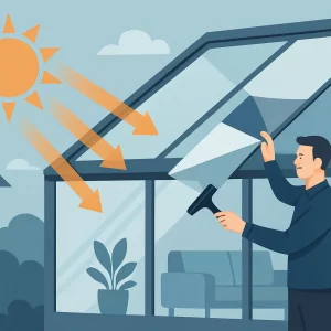 Sonnenschutzfolie im Wintergarten gegen Hitze