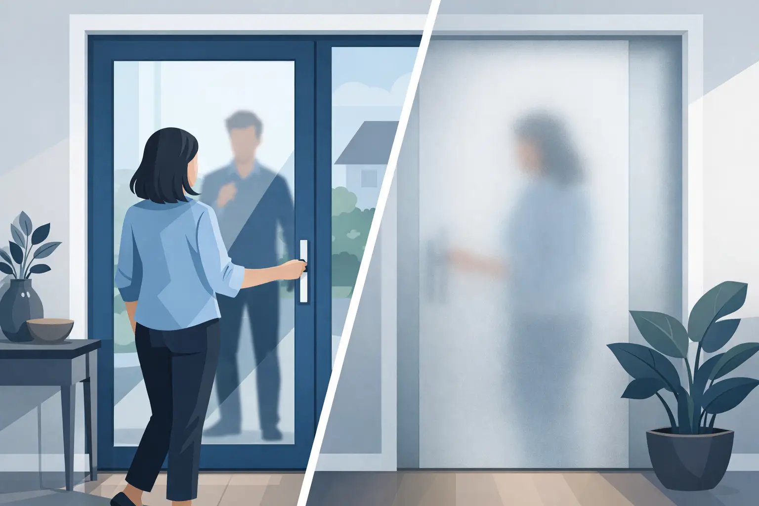 Mehr über den Artikel erfahren Privatsphäre für Glas Haustüren richtig lösen