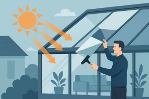 Mehr über den Artikel erfahren Sonnenschutzfolie im Wintergarten gegen Hitze