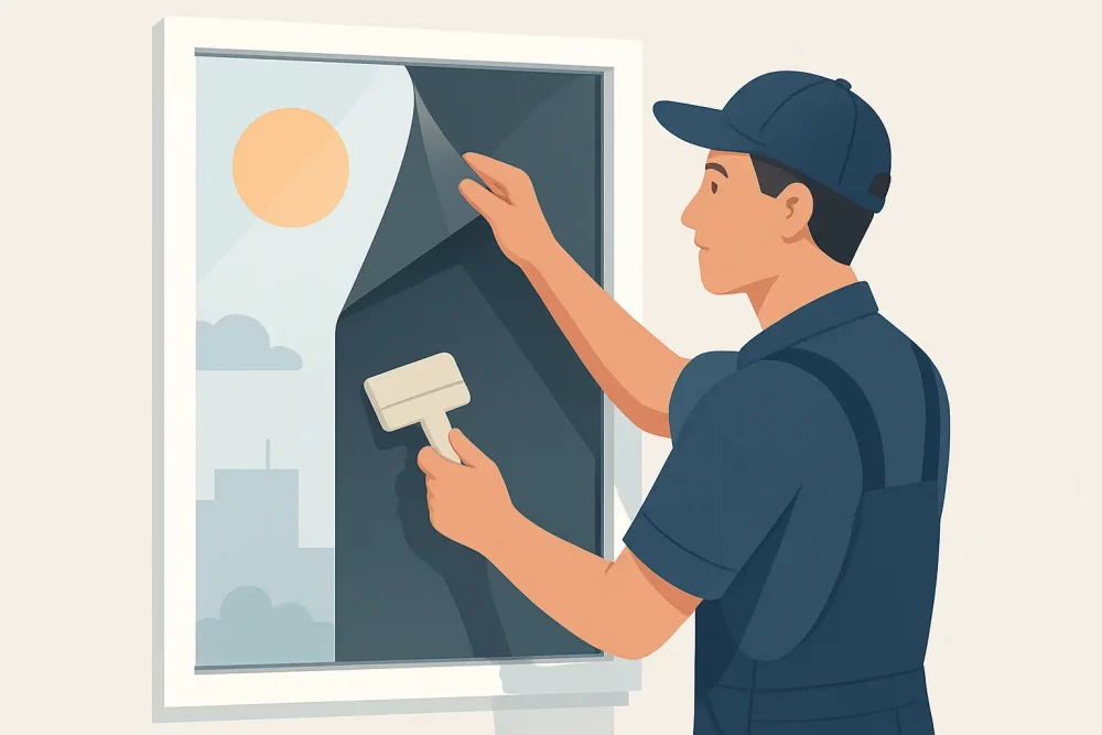 Mehr über den Artikel erfahren Sonnenschutzfolie nachrüsten: sauber montiert